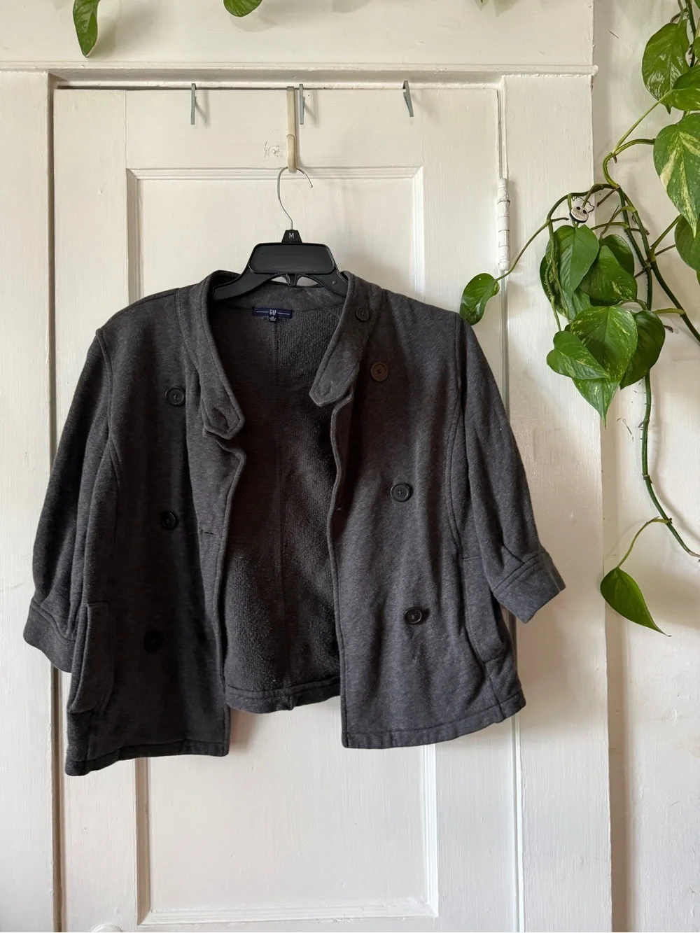 GAP Women's Dark Gray Short Double-Breasted Jacket